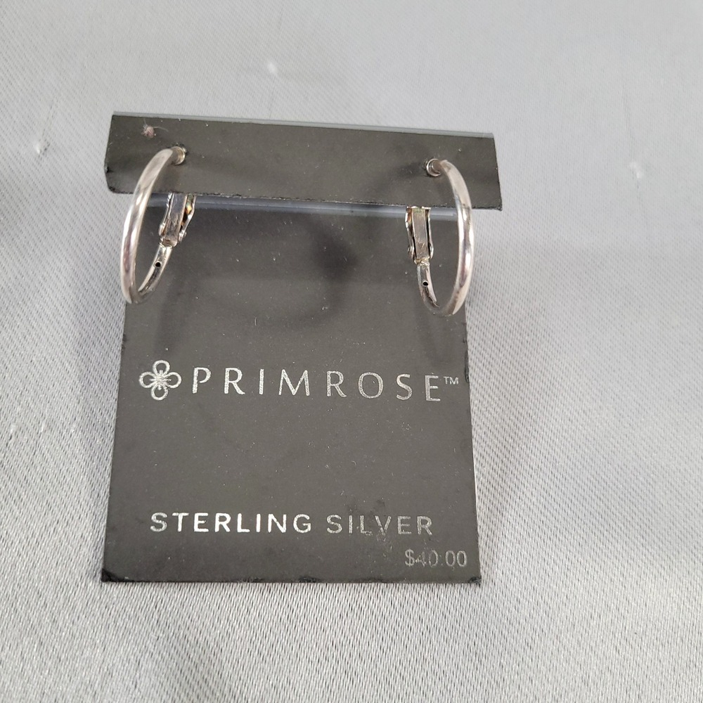 Primrose Sterling Silver Hoop Earrings 925 Polished Round Leverback New‎ On Card